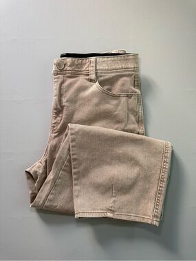 Democracy Tan Beige Barrel Leg Cropped Denim Jeans size 12 High Rise